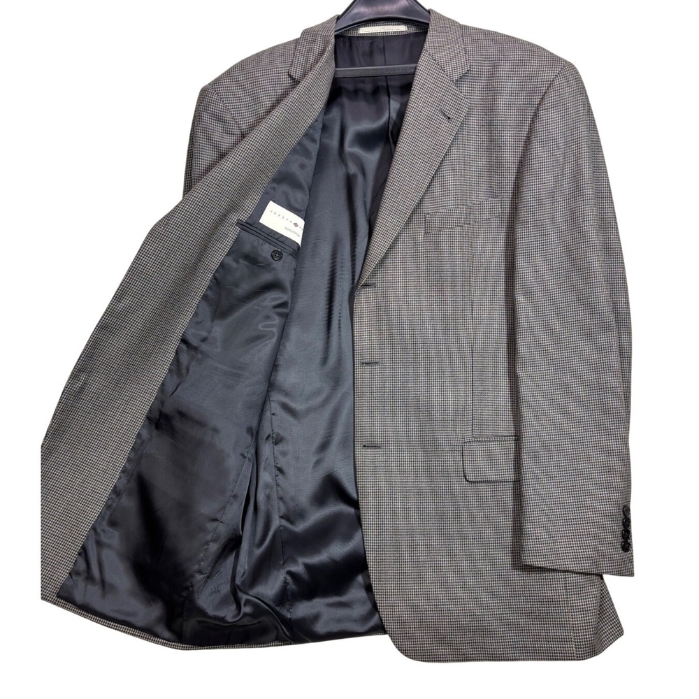 Joseph Abboud Nordstrom Mens 43L Silk Wool Houndstooth Sport Coat Blazer Brown
